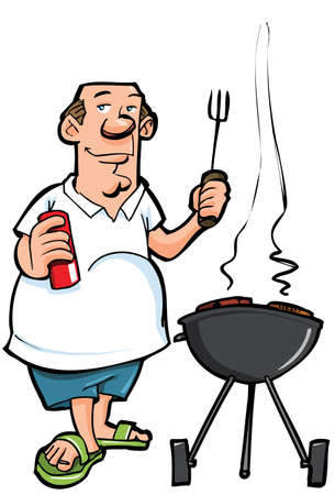 9438222-cartoon-of-overweight-man-having-a-bbq-isolated-on-white
